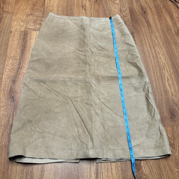 Modern Images Suede Skirt Womens 4 Midi 100% Leather Light Brown Tan Old Money - Picture 9 of 10